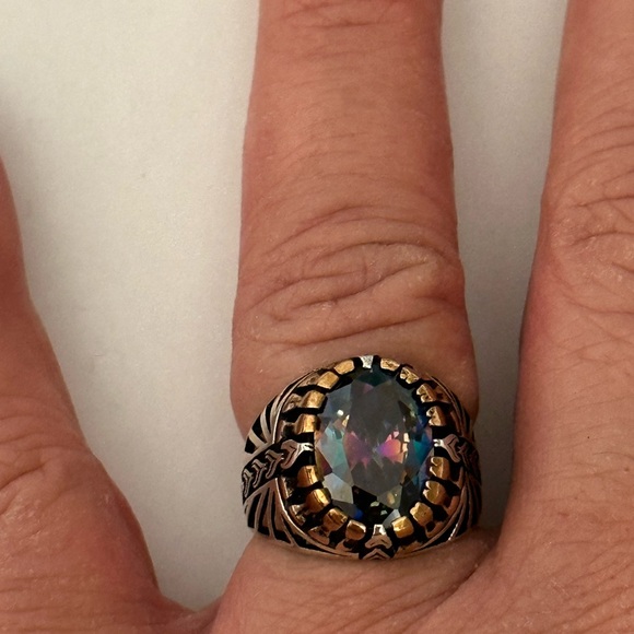 925 Silver mystic topaz ring